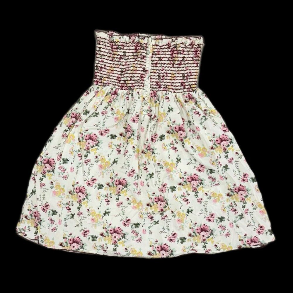 Vintage cottagecore floral strapless mini dress